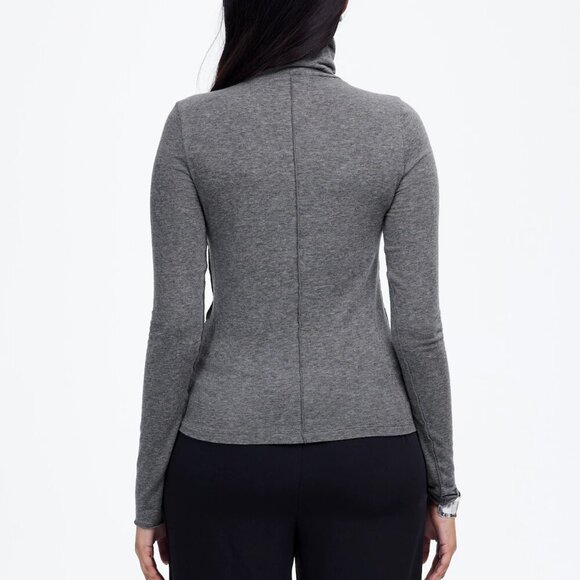 Madewell Wool-Blend Turtleneck Long-Sleeve Tee Gray Size M - Picture 3 of 8